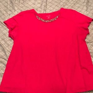 Women’s Short Sleeve With Beaded Neck Line